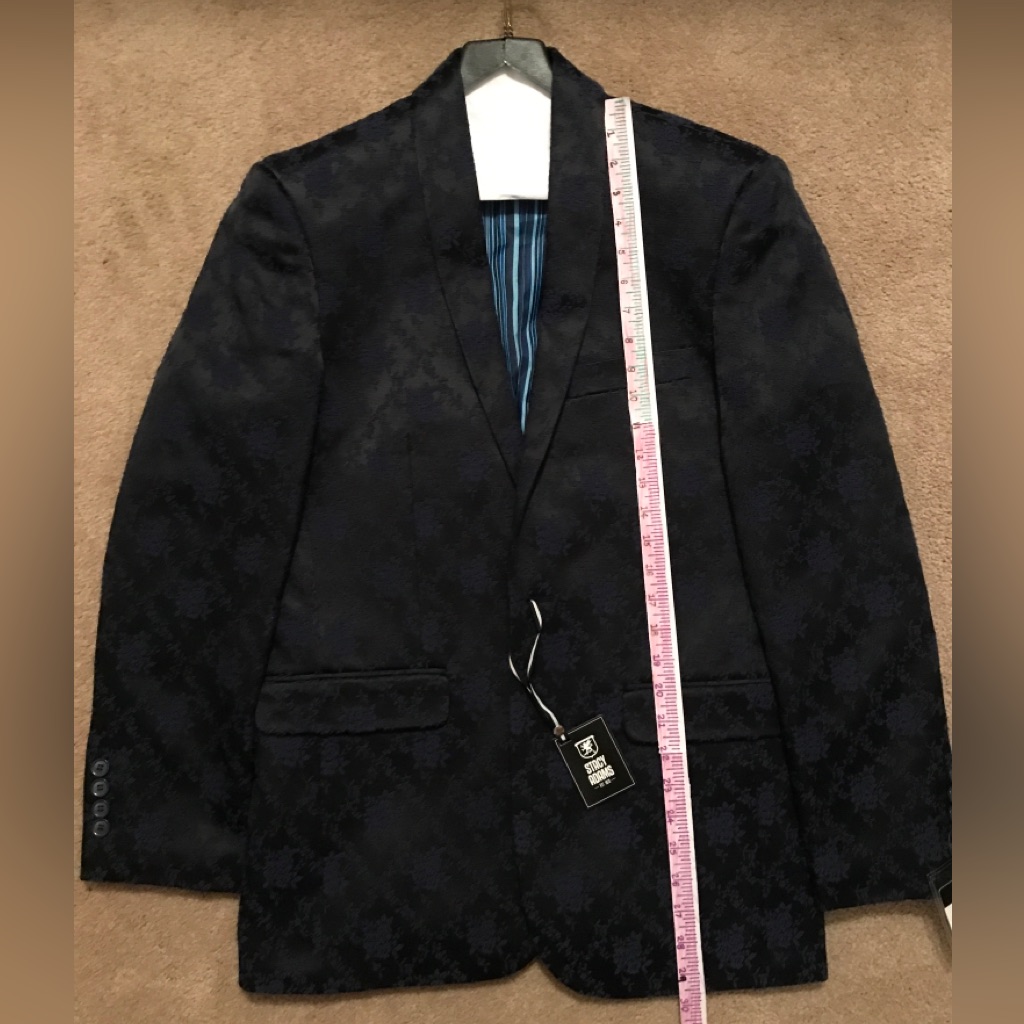 Stacy Adams  Navy Blue  Mens JacketBlazer Brand New Tags Textured Print